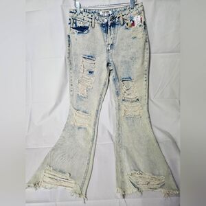 Womens, Almost Famous Vintage Distressed,Flare, Size 9 jeans